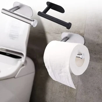 Самоклеящийся държач за тоалетна хартия, монтиране на стена от неръждаема стомана, диспенсер за ролки салфетки без перфорация за баня, кухня