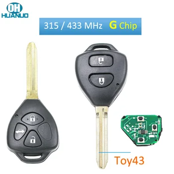 Дистанционно ключ с 2/3 бутони 315 Mhz 433 Mhz с G-чип вътре за Toyota Corolla RV4 Camry TOY43 Blade