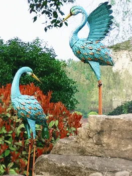 Ретро Домашната градина на открито, Изкуствени Фалшиви Бижута за птици Фламинго, Статуи на езерото, Поддържан украса, Метална фигурка на животно в двора.