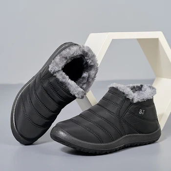 Зимните Плюшени Топли Мъжки Зимни обувки, Улични Ежедневни Зимни обувки Без закопчалка, Меки и Удобни Мъжки Ботильоны, Модерни Нови Постъпления