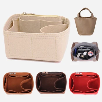 Филцови чанта, подложка, органайзер за козметични чанти, вътрешна Пътна чанта за чанта-кофи, Преносим чанта за съхранение косметичек за жени