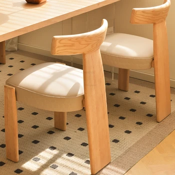 Мебели за дома трапезария Дизайнерски трапезни столове от масивно дърво Nordic Light Луксозно кресло с облегалка за кухни, Хотелско стол за грим L