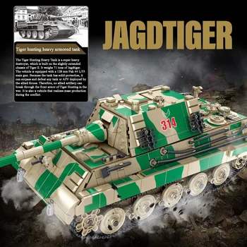 1967 бр. модел на танк Jagdtiger градивните елементи на WW2, Събрани от тухли, Детски играчки, Подаръци за рожден ден и Коледа