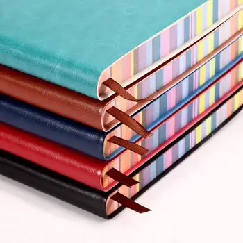 Цвят на Ръба на Страниците на Бележника Ученическа Тетрадка С Дебела Ръба на Рейнбоу Цветове Изкуствена Кожа А5, Notebook with Strong за офис