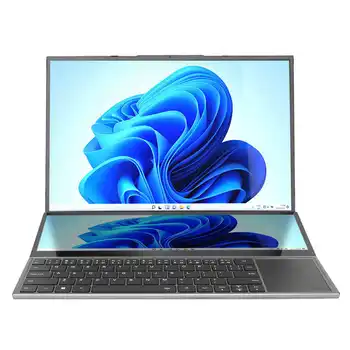 Лаптоп с двоен екран, 16-инчов HD основния екран, 14-инчов сензорен помощен екран за CoreI7, 32 GB оперативна памет, 256 GB твърдотелно лаптоп H