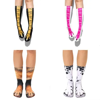 Дамски чорапи на крака от пилешки крака с дълги забавни мультяшными хлопковыми нокти, дамски чорапи с 3D-принтом