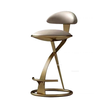 Италиански Леки Луксозни бар столове Дизайнерски Високо Столче За домашно кафе с гръб от неръждаема Стомана Бар стол за кухня Креативна Бар мебели