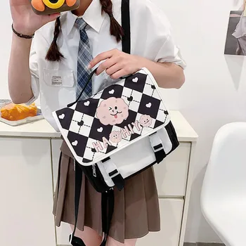 Раница във формата на сладки момичета, училищна чанта за студенти с голям капацитет, дамски водоустойчива чанта, чанти през рамо със стил харадзюку