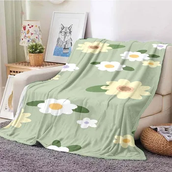 Малко одеяло в свеж дизайн с флорални принтом, Вълнена покривка, Фланелевый подарък, Меко одеяло, Фланелевое одеяло, Наметала, шалтета за легла