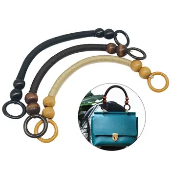 1бр Нова Мода Дръжка за чанта от найлон с въже с мъниста, Дървени Дръжки за чанти, Оплетена каишка за ръчно изработени чанти, Аксесоари за чанти САМ