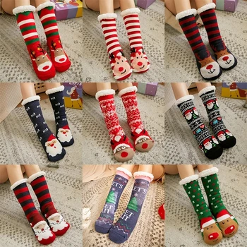 Коледни Чорапи Зимни Дядо Коледа Лосове Карикатура Сладки Чорапи На Пода Топли Нескользящие Снежен Човек Дебели Домашни Чорапи Подаръци На Деца На