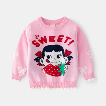 Пуловери за момичета, Детски топли зимни върхове, Памук детски Пуловер, Скъпа риза за малки момичета, детски връхни облекла