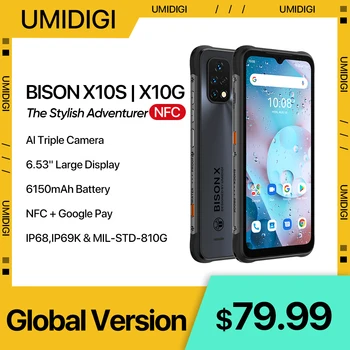 UMIDIGI BISON X10S X10G NFC, Водоустойчив Издръжлив Смартфон 6,53 