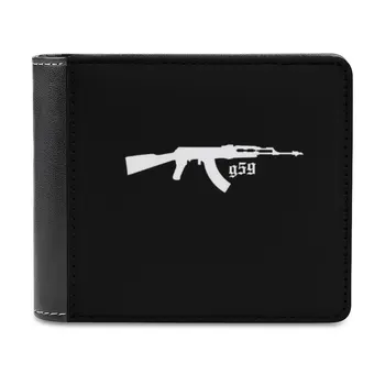 Мъжки портфейл Ak-47 от изкуствена кожа, къси мъжки портмоне, портфейл за кредитни карти, мъжки чанти за пари G59, сив, с пет деветки, рубинено Рап