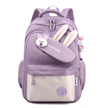 Чанти за начално училище за момичета, сладък cartoony раница за средно образование, женски найлон корпус, японски раница