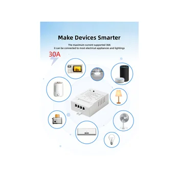 Sasha Smart WiFi Switch САМ Таймер Ac 85-265 В WiFi Безжичен Контролер 30A Монитор Мощност кВтч за Алекса Google Home