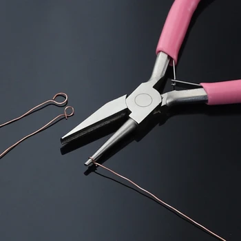 Розово Бижутериен плоскогубец Инструмент около носа Клещи САМ Метални инструменти за бижута 5 Инча