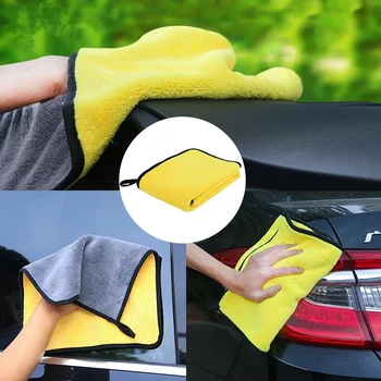Ново гъст плюшевое кърпа от микрофибър, аксесоари за автомивки, суперабсорбирующая кърпа за почистване на автомобила, кърпи за подсушаване на автомобили
