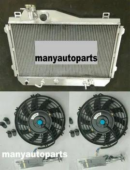 Алуминиев радиатор + вентилатори за Toyota Celica Coupe A6 Supra 2.8 L 1981-1985 1982 1983 1984 AT/MT