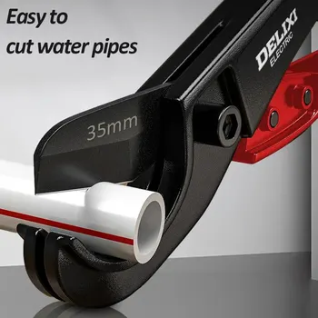 DELIXI ЕЛЕКТРИЧЕСКИ ножици за водопроводни тръби Машина за PVC 36 мм труборез Професионална машина за стопяеми електрически Ножици за пластмасови тръби Бързи ножици