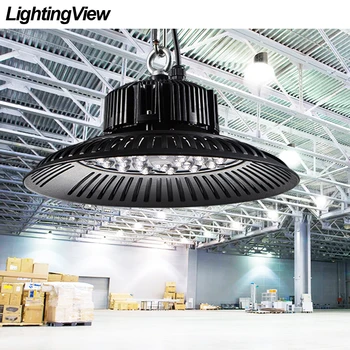 Lightingview 50W-200W Супер Ярък UFO LED High Bay Light Гаражно Лампа AC 220V Промишлено Осветление, за Склад, Работилница