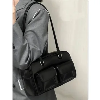 Реколта дамски чанти 2023 Trendyol, голям чанта под мишниците, дамски ежедневни чанта от изкуствена кожа в стил японски колеж, 2023 г.