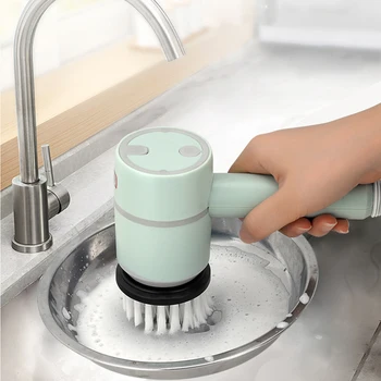 Електрическа четка за почистване, акумулаторна чрез USB, автоматична Безжична ръчно готварска Четка за миене на съдове, четка за почистване на плочки в банята