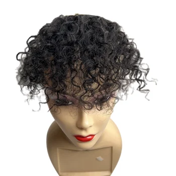 Гъста афро-кудрявая бретон от истински човешки коси, къса къдрава изкуствена коса за черни жени, изложени на наращенных косата