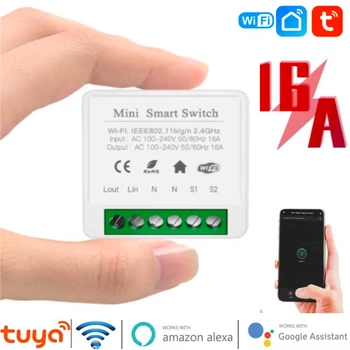 16A Sasha WiFi MINI Smart Switch 2-лентов модул САМ Switchers Модул таймер за Алекса Google Home Приложение Alice Smart Home SmartLife