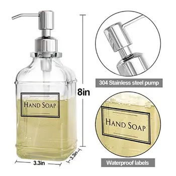 300/550 мл С прозрачни етикети Пресована опаковка сапун за ръце от дебело стъкло за измиване на ръцете, отделна бутилка за течна пяна