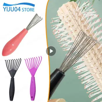 Дървена четка за коса за деликатно почистване, Свалящ се четка за коса, дръжка за почистване на гребени, вграден инструмент, домакински препарат за счупени коса.