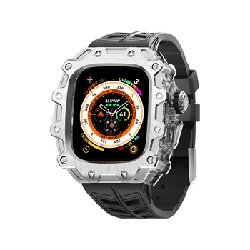 За Apple Watch Ultra 2-49 мм, луксозен промяна корпус, каишка от фторокаучука, корпус от с сплав, подходяща за iWatch