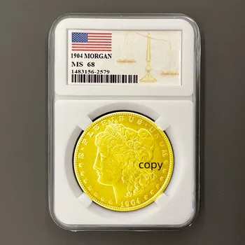 US 1904 Morgan Чеканит Монета За Колектор Със Златен Посеребрением, Фалшива Монета