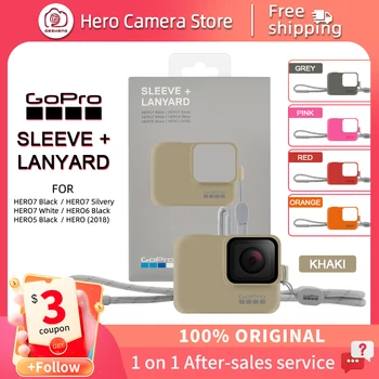 Оригинален силиконов защитен калъф GoPro за екшън-камера Go Pro Hero 7 6 5, черен / сребрист /бял, с аксесоар на съвсем малък