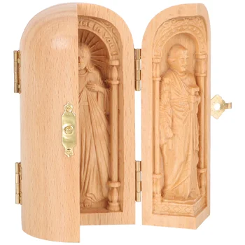 Креативна Дървена кутия за статуи на Католицизма в Ретро стил, Настолна Статуетка-Скулптура на Католицизма
