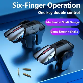 гейм контролер с 2 6 пръсти, бутон за стартиране на видимост на стрелба за PUBG Mobile, аксесоари за детски игри