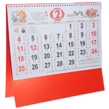 Китайски Календар 2024 Година Стенен Календар Дракона От Китайския Традиционен Календар Висящ Стенен Календар Китайската Нова