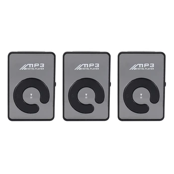 AYHF-3X Мини Mirror Clip USB Цифров музикален mp3 плейър с поддръжка на 8 GB SD TF карта Черен