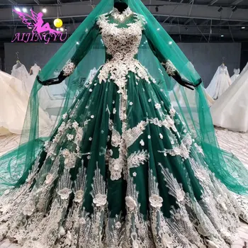 Рокли AIJINGYU Weddimg Модерен Интернет магазин Китай Crystal Уникална рокля от старинния дантела Украйна