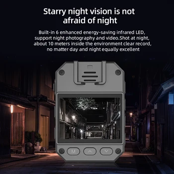 Камера за тялото HD 1080P, 2-инчов IPS сензорен екран, мини-камера за нощно виждане, носен записывающая камера с капацитет от 1800 mah с опакото на клипсой