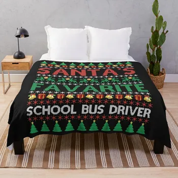 Любим шофьор на училищен автобус на Дядо Коледа, Коледни грозен пуловер, каре, туристическо одеяло, покривки за мека мебел