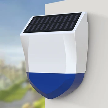 WiFi Външна сирена IPX5 Водоустойчив WiFi Външна Слънчева аларма Домашна охранителна алармена система, съвместима с Bluetooth