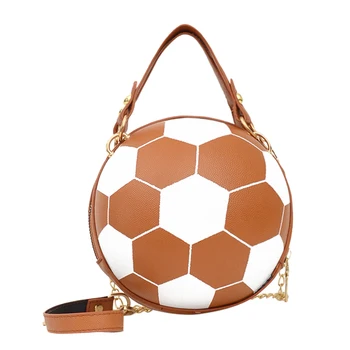 Дамски кръгла чанта през рамо, жените верига във формата на баскетбол, ежедневни чанти-тоут, младежки дамски проста универсална чанта