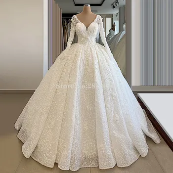 2020 Дубай Винтажное Луксозно Африкански бална рокля Сватбена рокля с аппликацией от мъниста Сватбени рокли Mariage с дължина до пода на Сватбена рокля