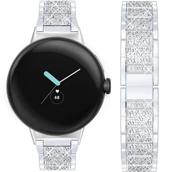Блестящ каишка за Google Pixel Watch, каишка от сплав с луксозни диаманти, елегантни блестящи женски гривна, взаимозаменяеми каишка за Pixel Watch