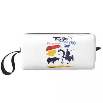 Kawaii Toros Y Toreros Пътна Чанта За Тоалетни Принадлежности на Пабло Пикасо, Бикове и Toreadors Козметични Органайзер за Грим За Съхранение на Dopp Kit