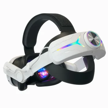 Превръзка на главата за очила за виртуална реалност RGB, удобна регулируема взаимозаменяеми каишка Elite за виртуална реалност, намаляване на налягането с помощта на батерия с капацитет от 8000 ма за Meta Quest 3