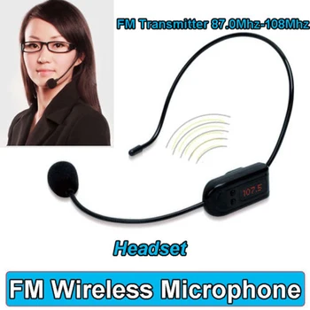 Преносим безжичен FM-микрофон, инсталиране на главата, с микрофон приемник за обучение, слушалки, Аксесоари за слушалки