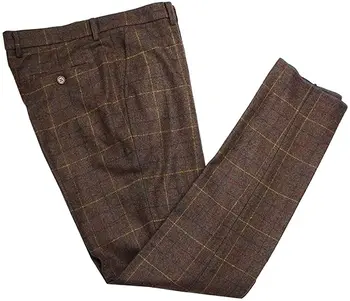 Мъжки панталони в клетката Пролетно-есенни нови модни тесни панталони, Мъжки панталони Pantalones