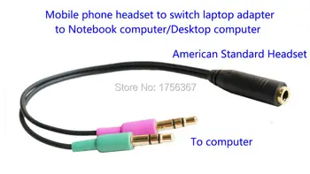 Слушалка за мобилен телефон 10 бр. за свързване на адаптера на лаптопа 3,5 мм - 2x3,5 мм (слушалка американския стандарт) към вашия компютър.